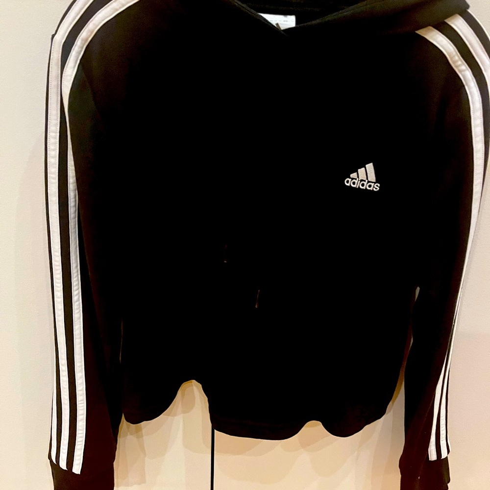 Adidas 3-Stripes Short Black Hoodie